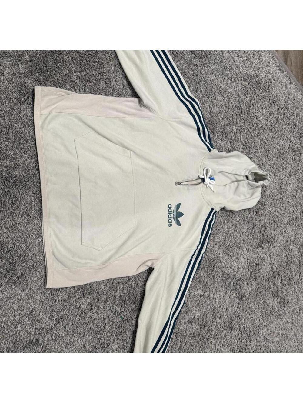 Adidas Hoodie with Front Pocket and Striped Sleeves